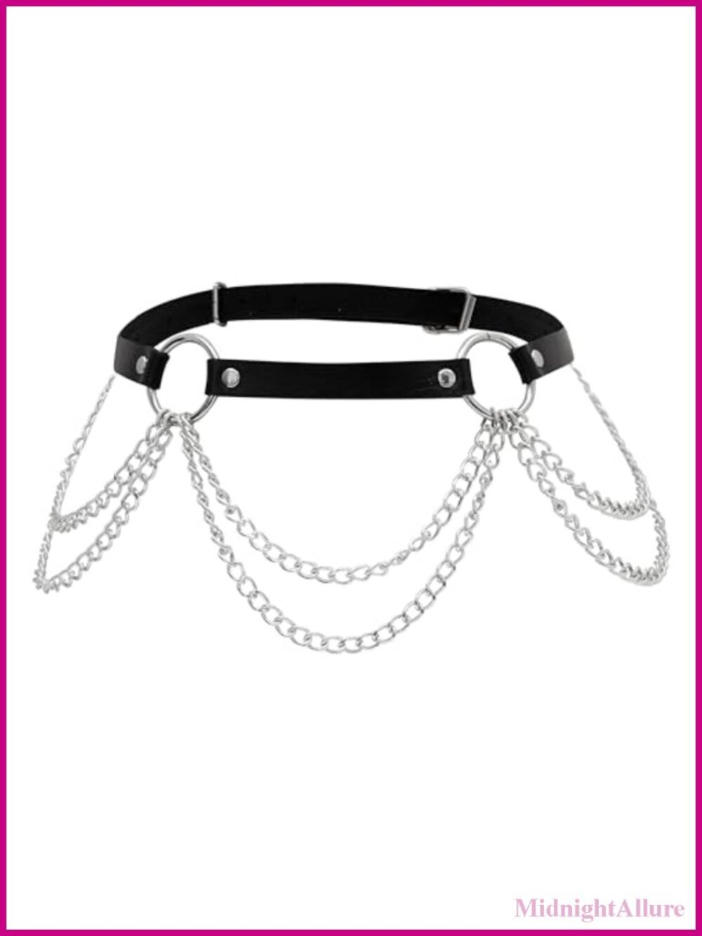 Goth Punk Emo Grunge PU Leather Waist Chain Belt Adjustable